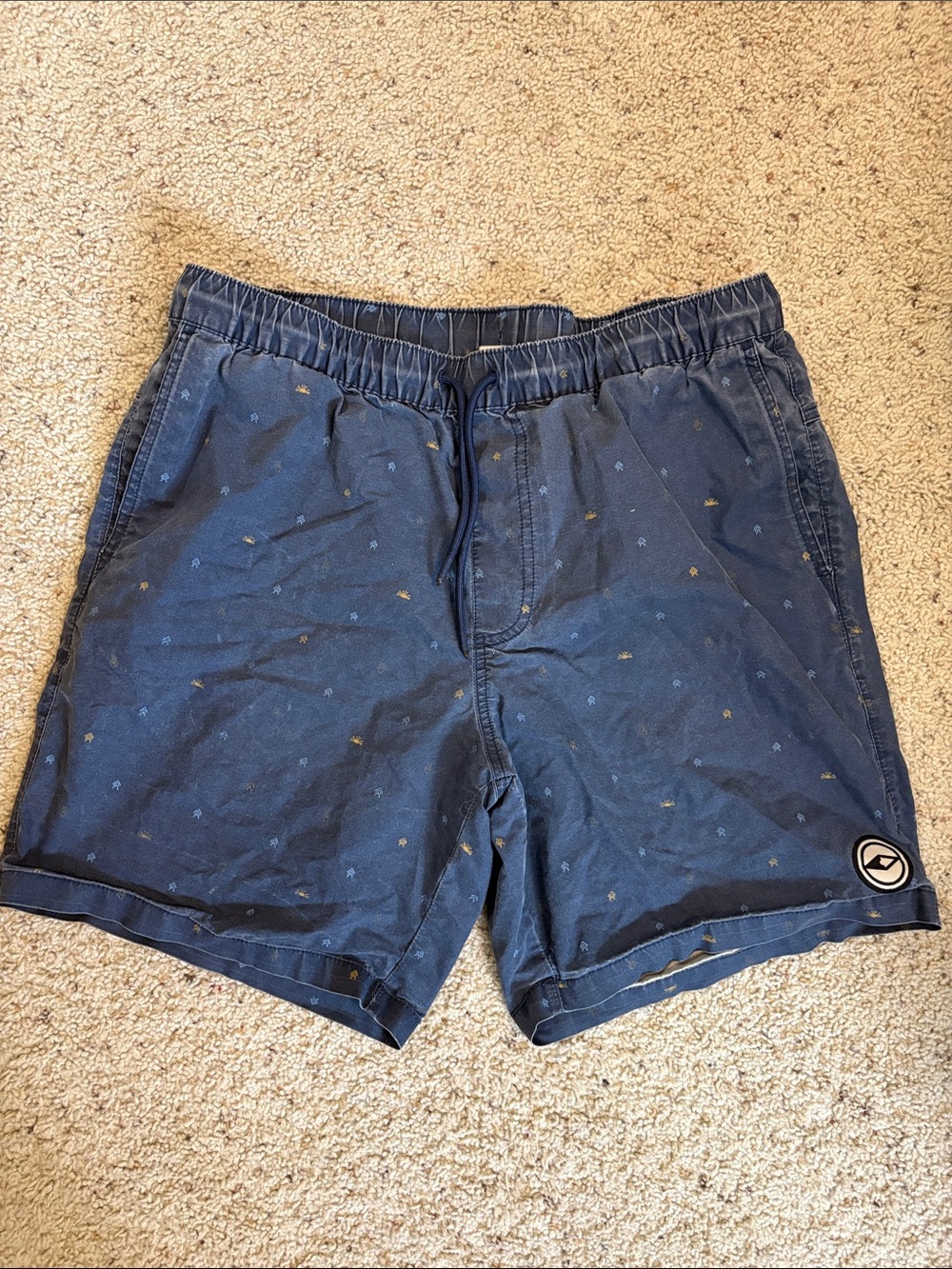 Men's Navy Blue Casual Drawstring Shorts
